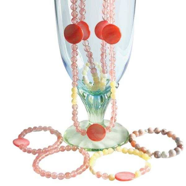 Cherryquarz Calcit Perlmutt Schmuckset